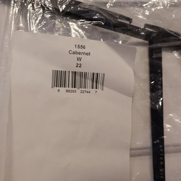 AFTER SIX 1556 SIZE 14 ONE-SHOULDER VELVET MAXI DRESS POCKETS CABERNET RED NEW - Picture 3 of 5